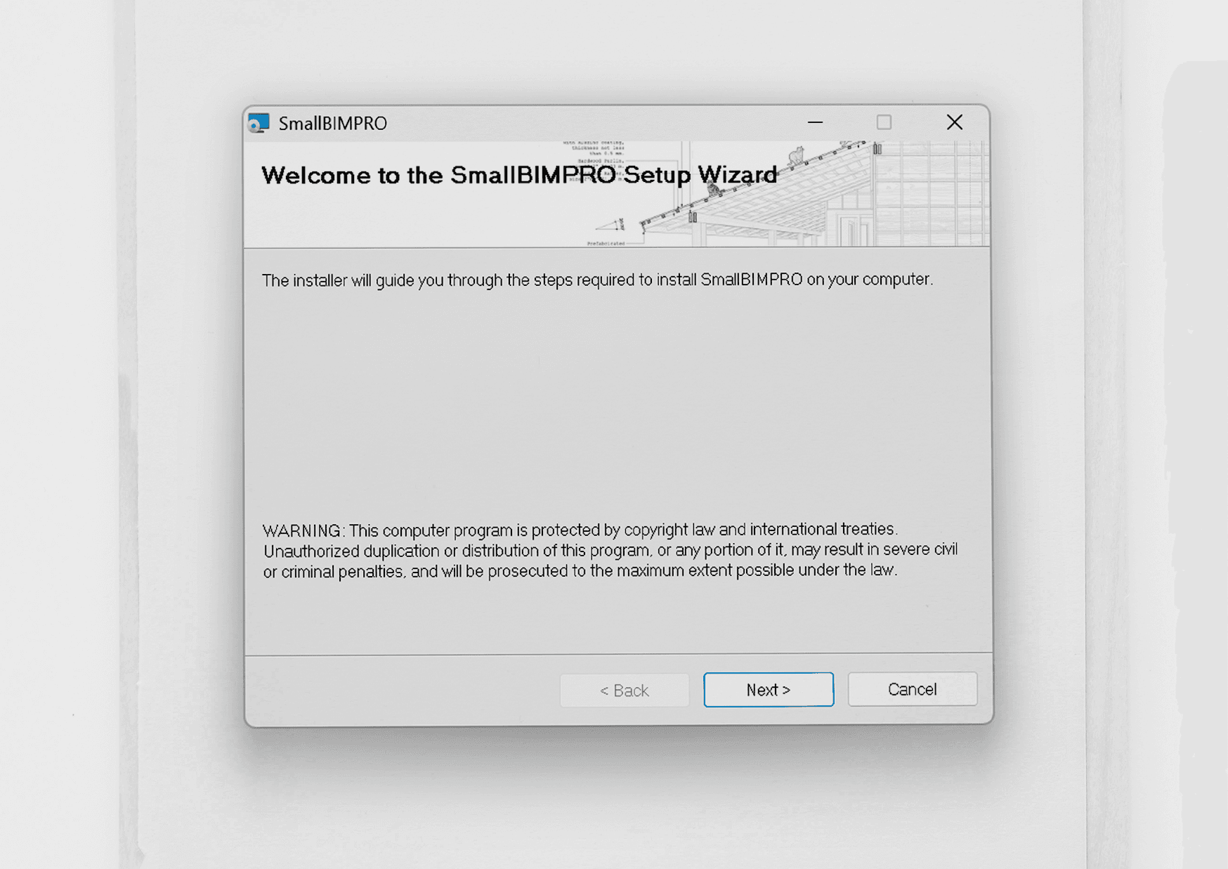 Open Small BIM PRO installer